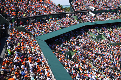 This is a stock photo from Shutterstock. This photo overlooks a crowd in a sports arena.